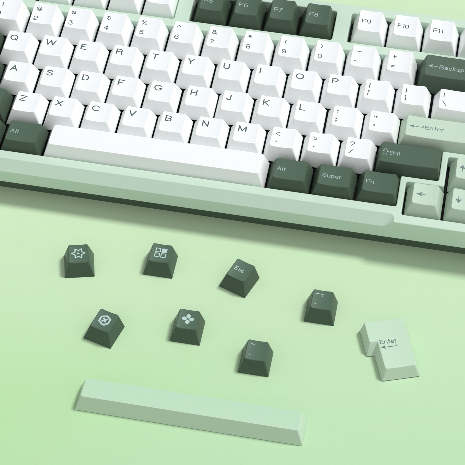 KBDiy GMK-teclas botánicas con perfil de cereza, teclas PBT ISO de doble disparo para Gamer, Kit de teclado mecánico, punto de juego Retro GMK67
