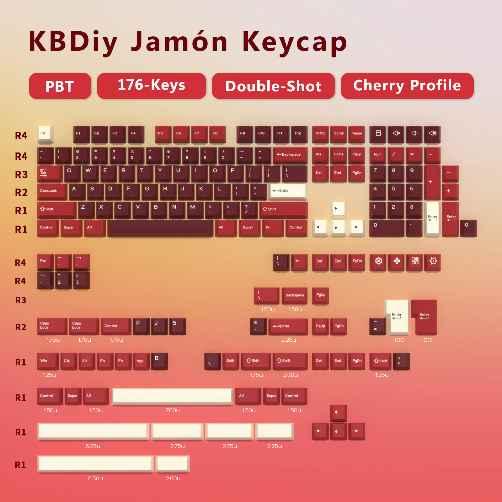 KBDiy GMK-teclas botánicas con perfil de cereza, teclas PBT ISO de doble disparo para Gamer, Kit de teclado mecánico, punto de juego Retro GMK67