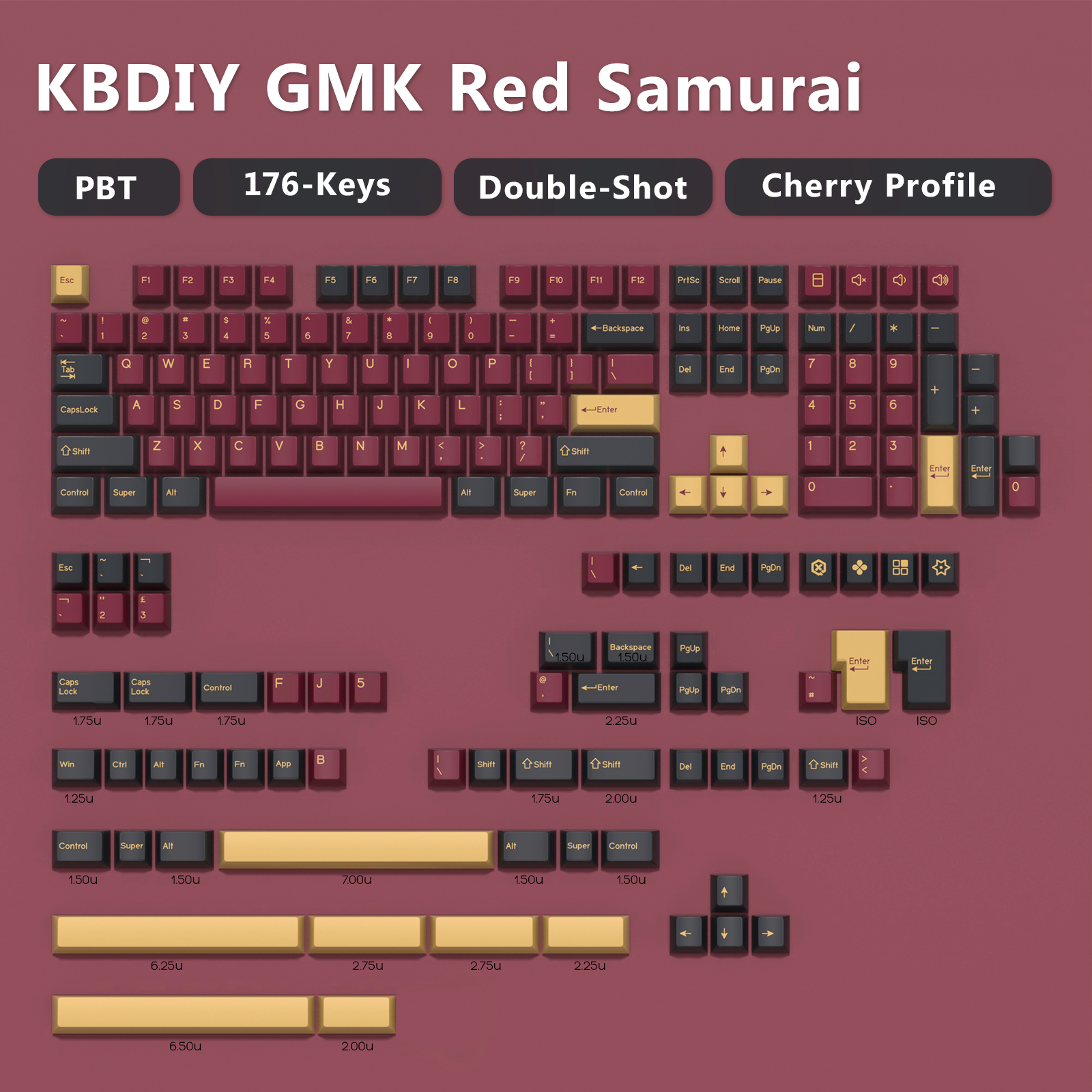 KBDiy GMK-teclas botánicas con perfil de cereza, teclas PBT ISO de doble disparo para Gamer, Kit de teclado mecánico, punto de juego Retro GMK67